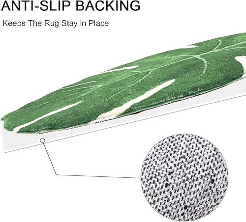 Miniatura 4 de HAOCOO Alfombra de baño de terciopelo verde con hojas de 2 x 3 pies, antideslizante, suave, alfombra de baño de microfibra de lujo, lavable a