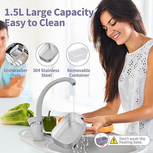 Miniatura 7 de Lonchera eléctrica con calefacción para adultos, 2 juegos, 12 V, 24 V, 110 V, portátil para el trabajocochecamión con tenedor, cuchara y recipiente