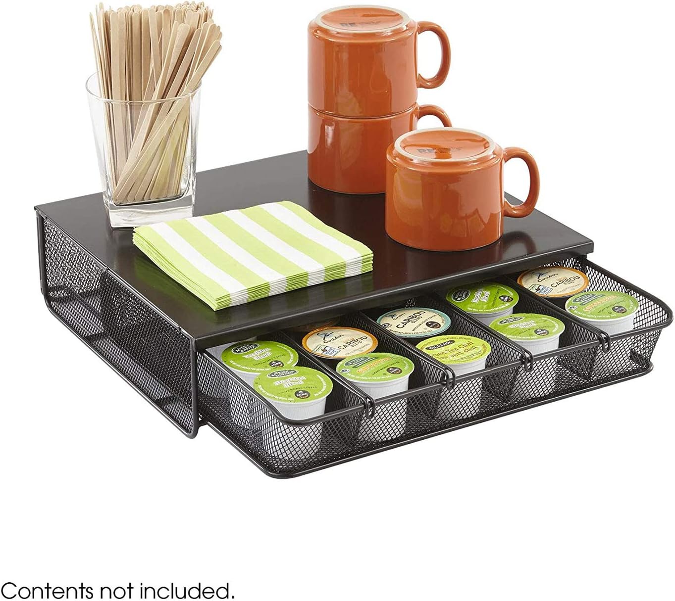 Safco Coffee and Sugar Organizer 3274BL Hospitality Tray, Home, Office, & Hotel, 1 Drawer, Black, 12"W x 11"D x 3 ¼"H image 3