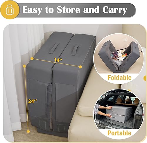 Miniatura 6 de ENITYA Cama de viaje para niños pequeños – Cama de piso de espuma suave plegable y portátil para niños de 1 a 4 años, sin ensamblaje, cubierta Gris