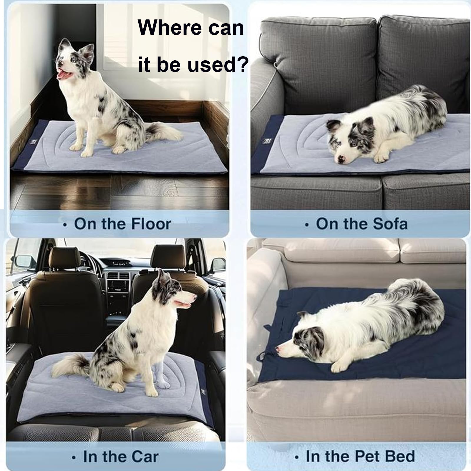 Auto‑Rinfrescante Pet Cooling Mat per Cani Gatti,Tappetino Refrigerante Innovativo,Tappetino Reversibile Lavabile,Senza Ghiaccio né Elettricità,Arc‑Chill Tecnologia, Antiscivolo (Grigio, 150×102cm)