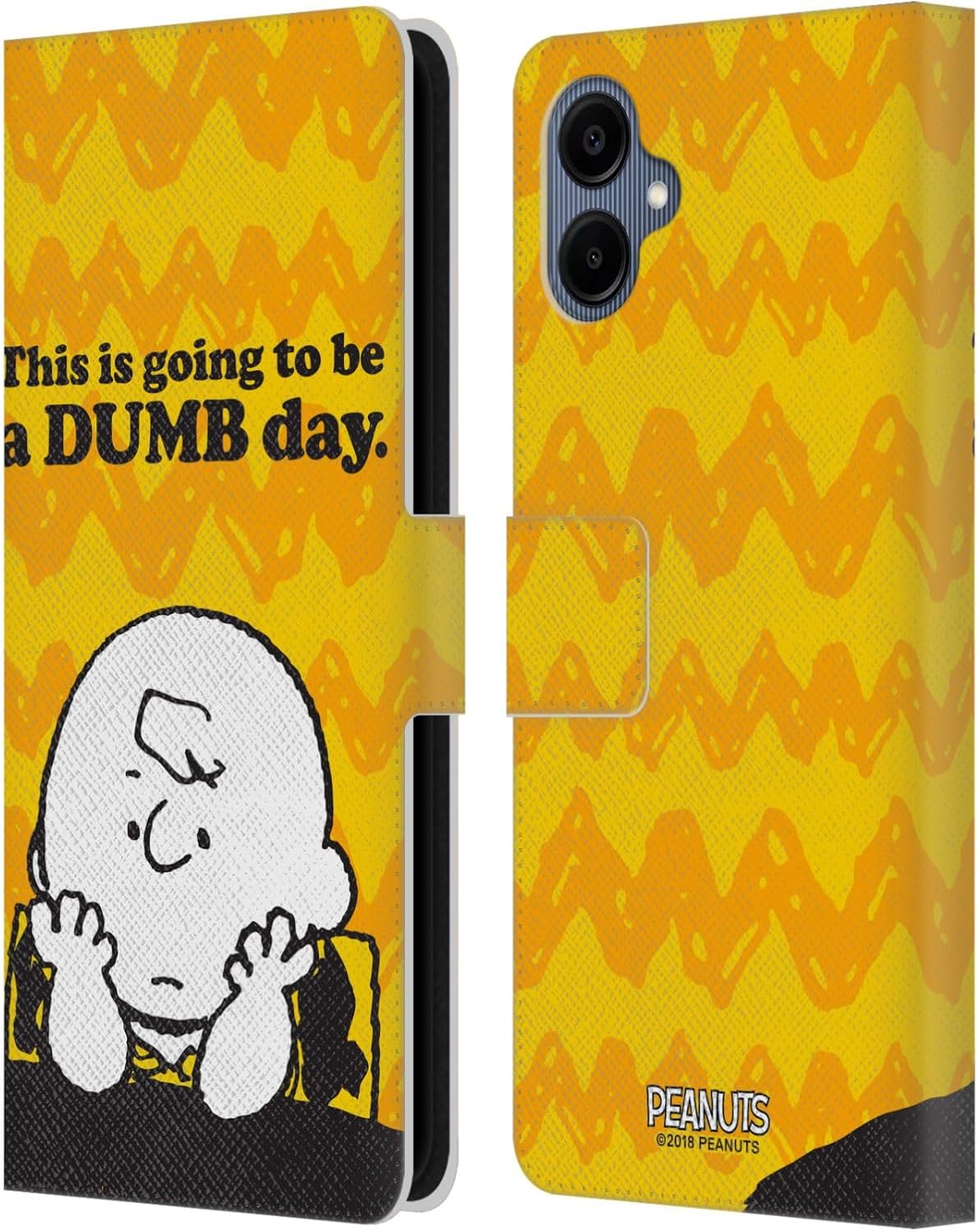 Head Case Designs Officially Licensed Peanuts Dumb Day Charlie Brown Leather Wallet Case Compatible with Samsung Galaxy A06 4G / 5G