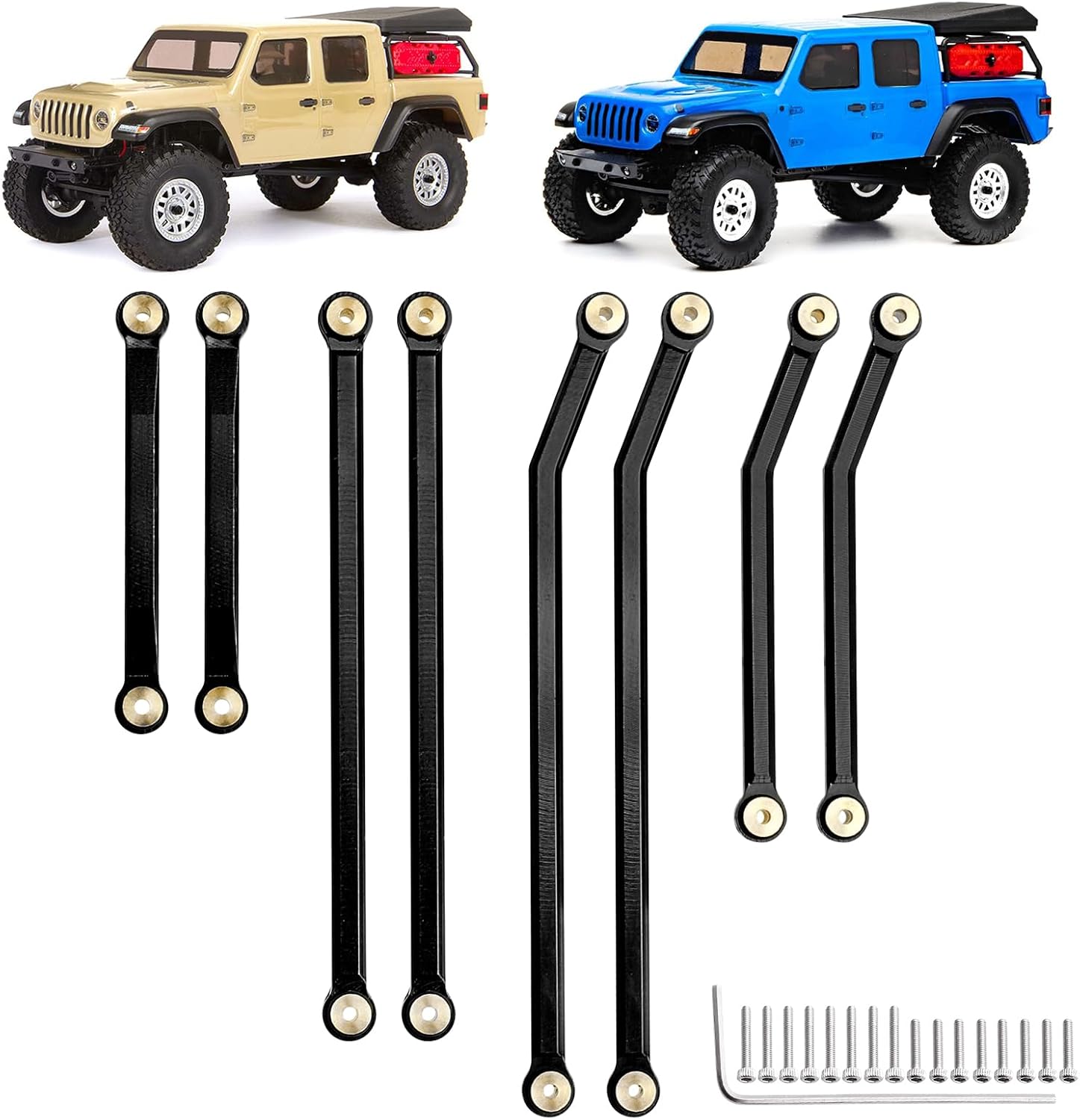 Hobbypark Aluminum High Clearance Links Set Upgrades for Axial SCX24 Gladiator AXI00005 Upgrades 1/24 RC Crawler Car (Black)