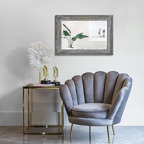 Vista 125 de Espejo de pared con marco de madera rústica, espejos colgantes rectangulares para pared, grande, decorativo para baño, dormitorio, granja, sala