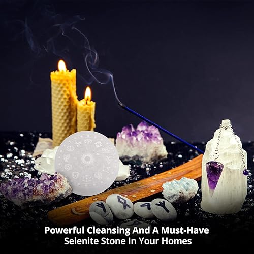 Miniatura 4 de WBM - Placa de carga de cristal de selenita, ideal para meditación y trabajo espiritual, protección, aliviar el estrés