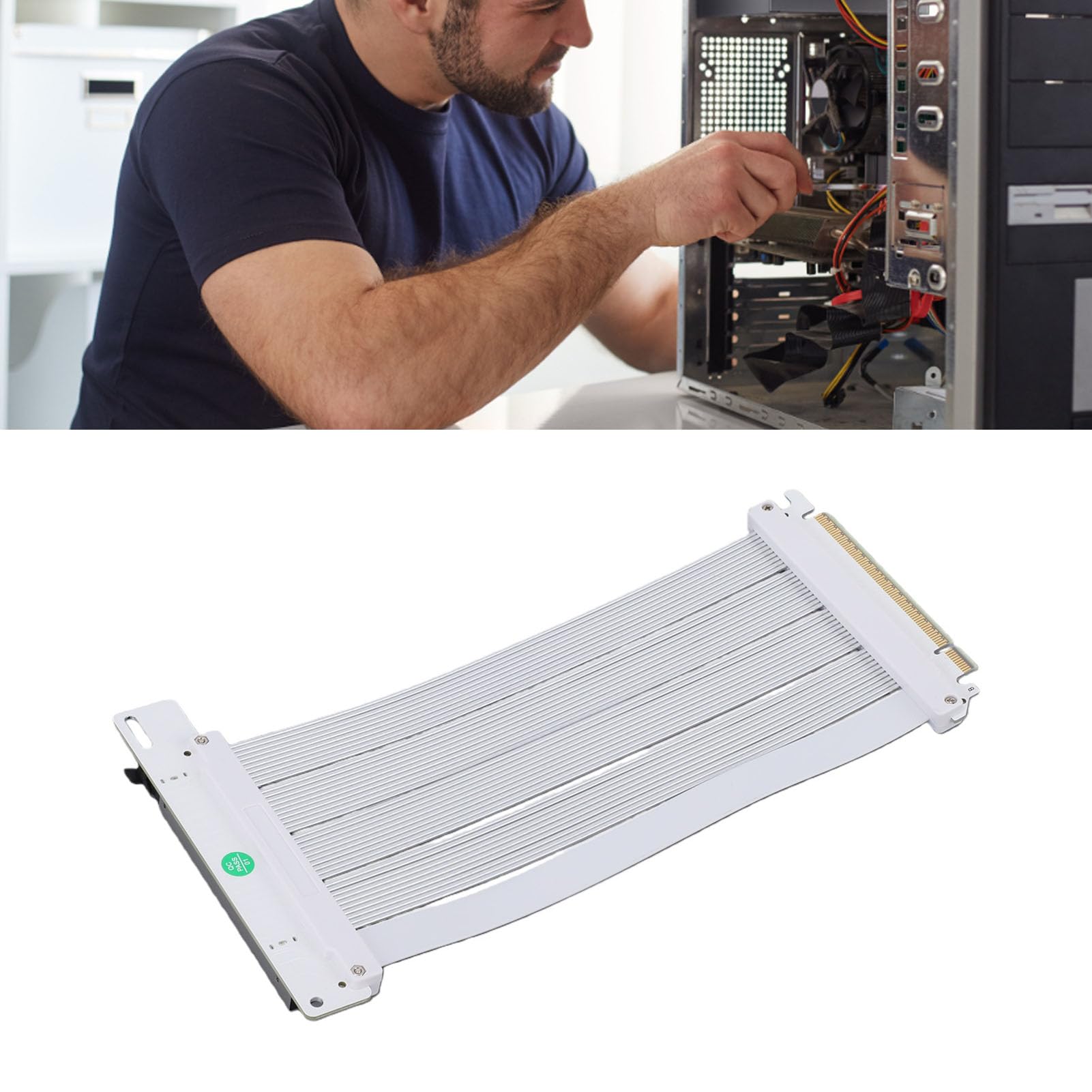 LICAEVEY Kabel Nośny PCIe 5.0 X16, Biały, 0,2 M, 128 GB/s, Dwukierunkowy