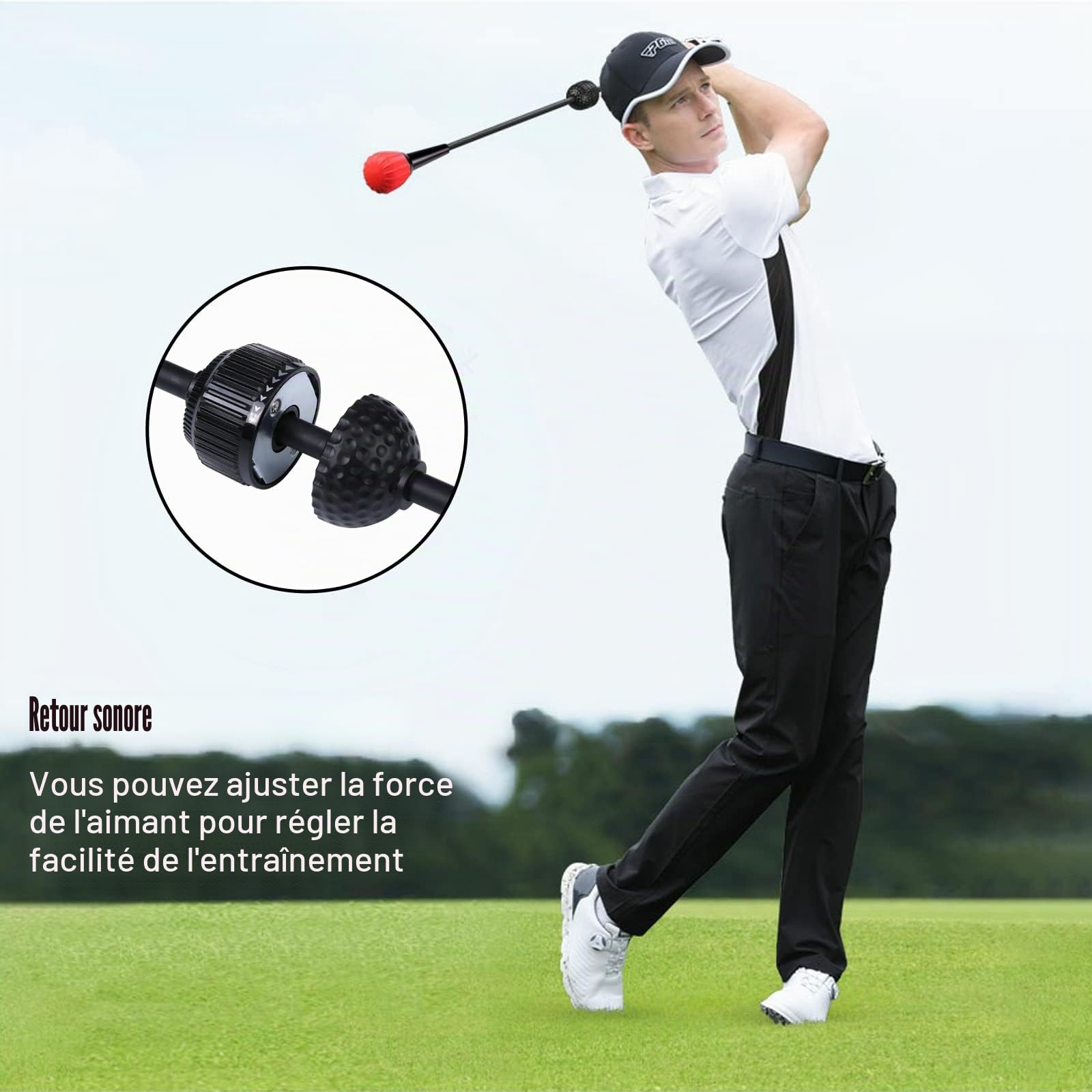 PGM Aide au swing de golf – Aide à l'entraînement au swing de golf – Bâton d'échauffement pour la force, la flexibilité et l'entraînement au tempo – Convient pour la pratique de l'écaillage, des