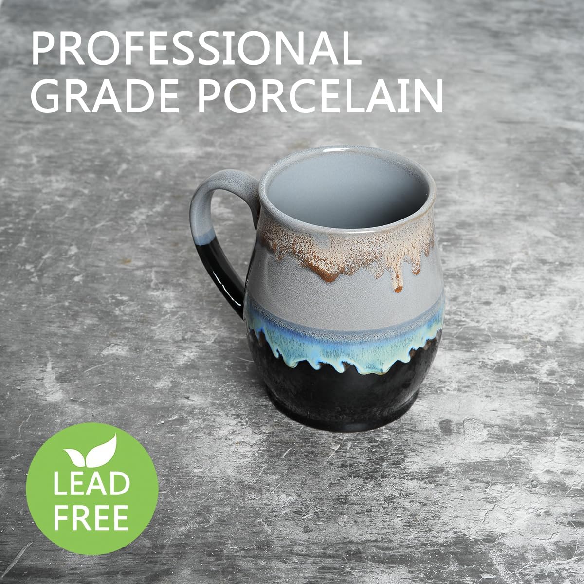 Bosmarlin Extra Large Ceramic Coffee Mug, 25 Oz, Dishwasher and Microwave Safe, Big Oversized Tea Cup, Reactive Glaze (Grey) image 3