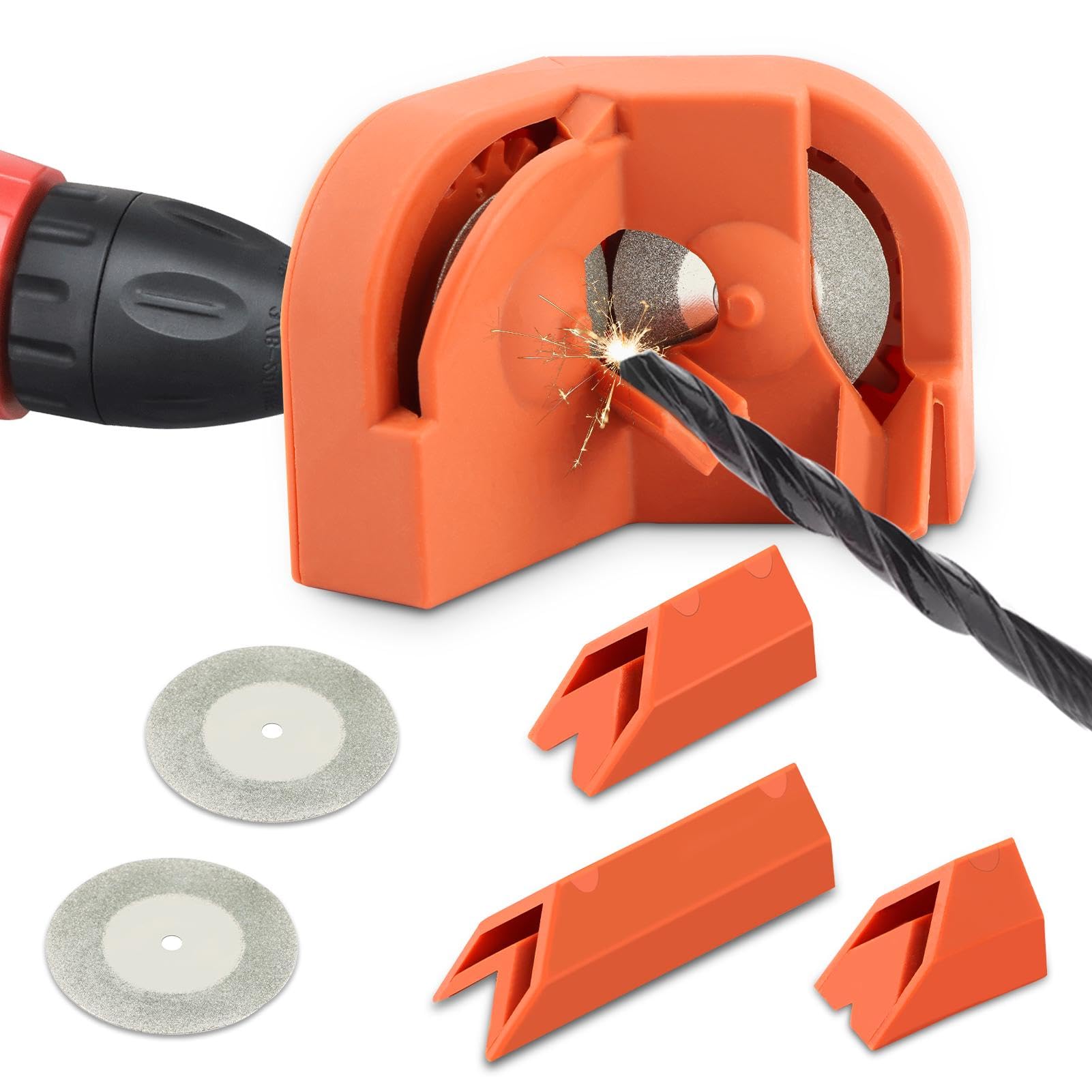 Multipurpose Drill Bit Sharpener, Compact Portable DIY Sharpening Tool, High Hardness Drill Grinder Grinding Tool (Orange)