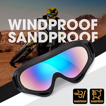MAMBAOUT Kids Motorcycle Goggles, 2-Pack Dirt Bike Goggles Ski Goggles for Child, ATV Off-Road Racing Goggles for Boys Girls