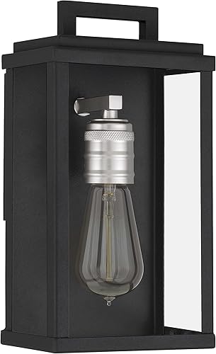 Miniatura 8 de Eva - Farol exterior de pared con pantalla de cristal transparente, acabado negro mate, resistente a la intemperie para entrada, puerta, pasillo,