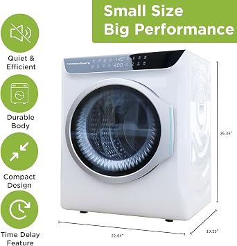 HAMILTON BEACH Electric Compact Portable TOUCHSCREEN Laundry Dryer, White