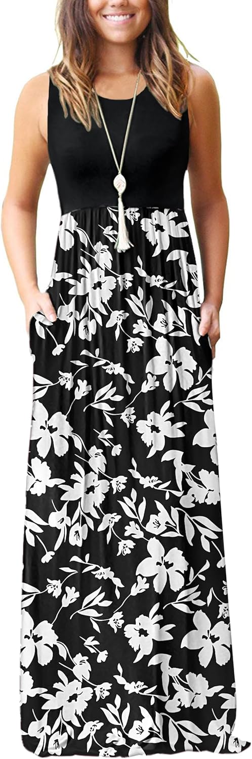 MOLERANI Women's Loose Plain Maxi Dresses Casual Long Dresses with Pockets