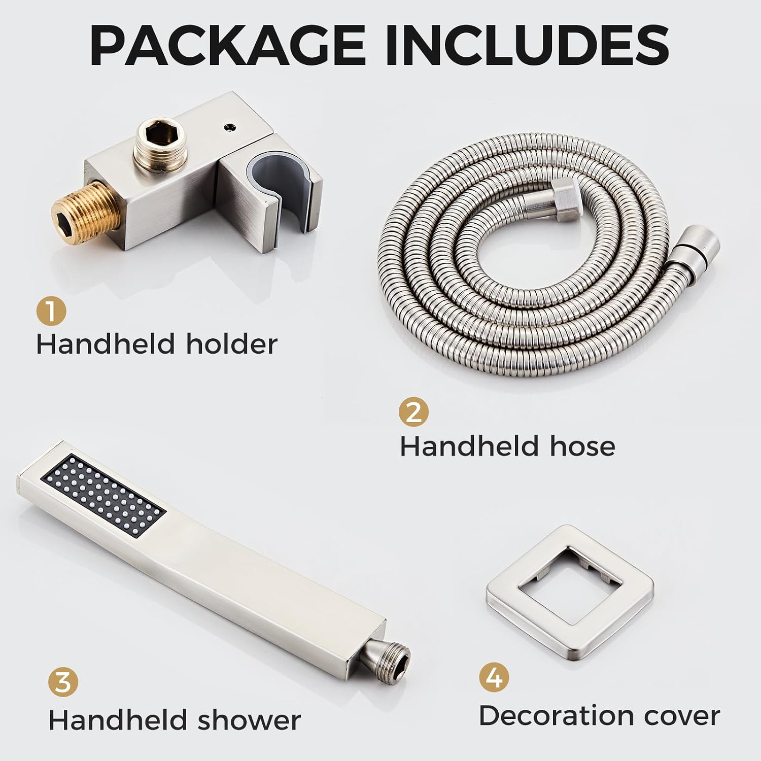 Handheld Shower Head Set High Pressure with Hose and Holder Brushed Nickel image 5