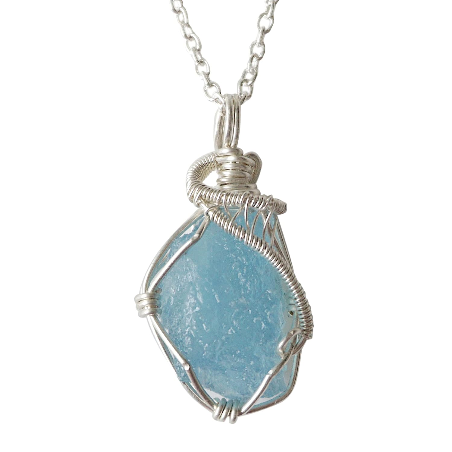 Amazon.com: Raw Aquamarine Necklace 