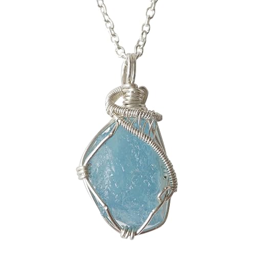 Amazon.com: Raw Aquamarine Necklace 