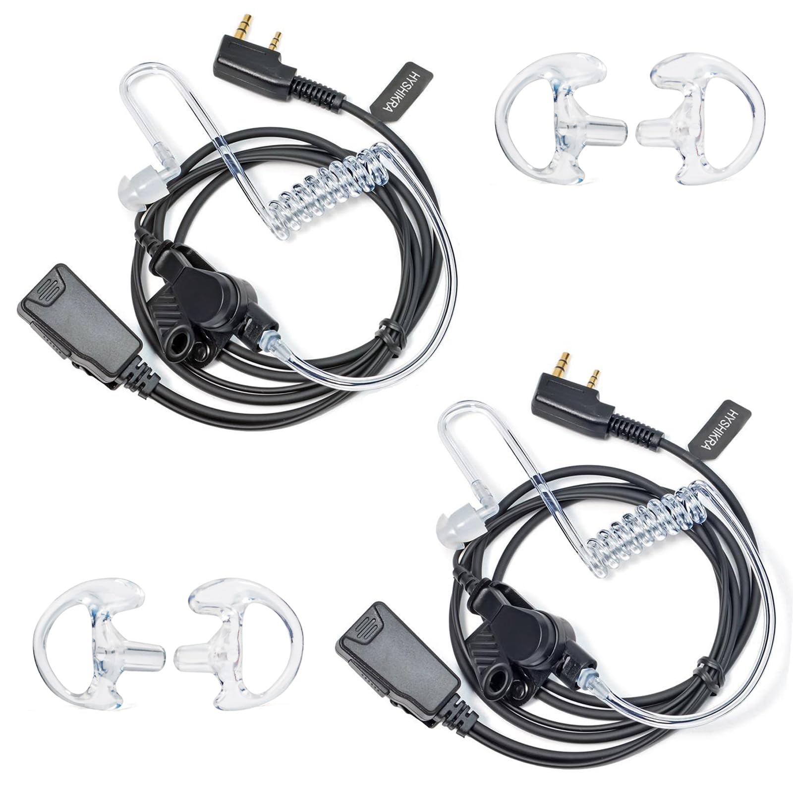 Walkie Talkie Auricular con micrófono, 2 Pines con PTT, Compatible con Kenwood eSnic Retevis Baofeng UV-5R Radio Ear Piece para guardaespaldas de Seguridad (Forma de G, 1 Piezas) — view 11