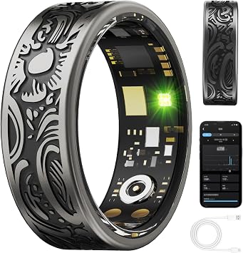 Smart Ring for Men Women Fitness Tracker Ring with App Charging Box Heart Rate Monitor Sleep Tracking Sport Time Tracker Distance Calories Waterproof Fitness Rings for Women 10