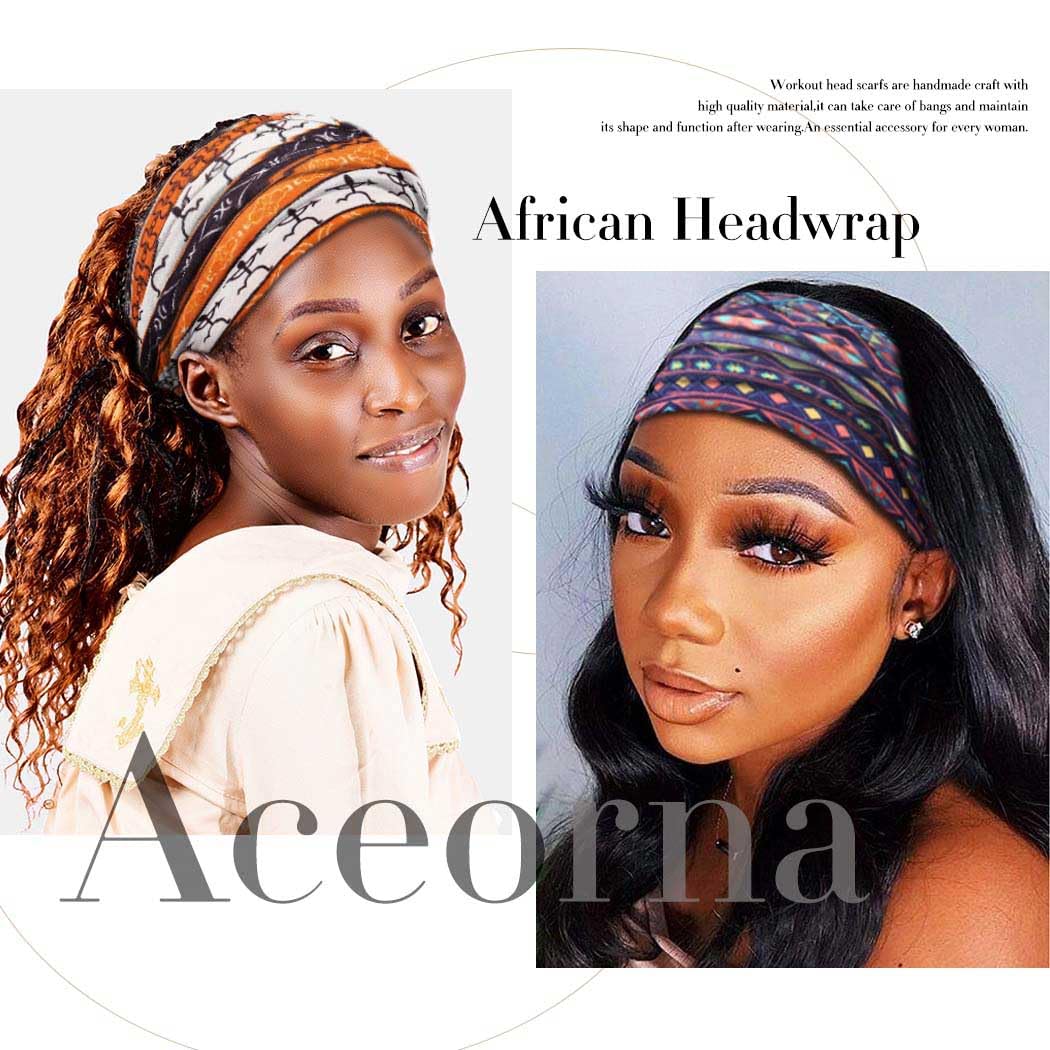 Fasce larghe per capelli con nodo Boho, fasce elasticizzate, turbante, in tessuto elastico, sciarpe per capelli, accessori per capelli africani, per donne e ragazze, confezione da 4