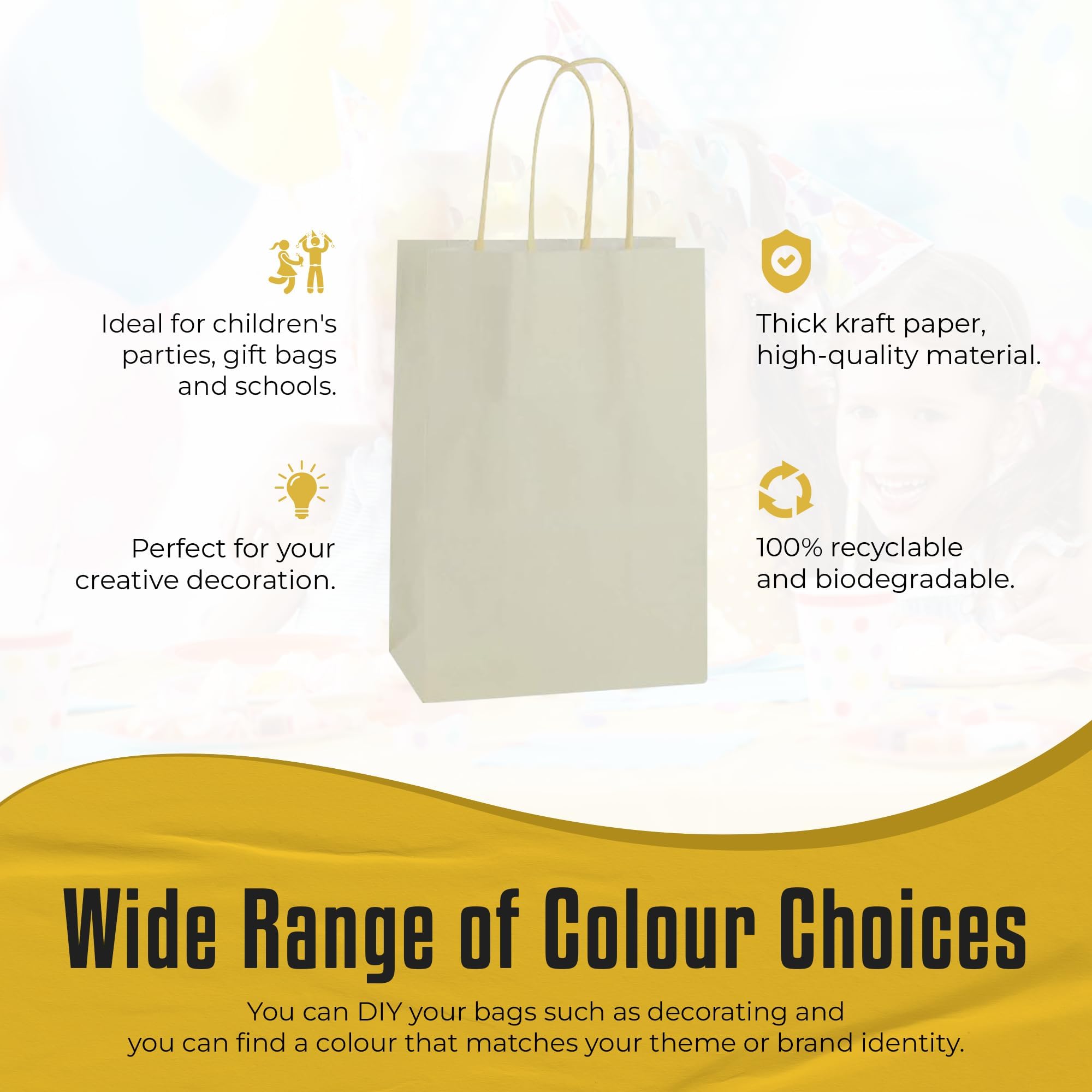 Thepaperbagstore 30 Cream/Ivory Paper Party Bags With Handles - Image 3