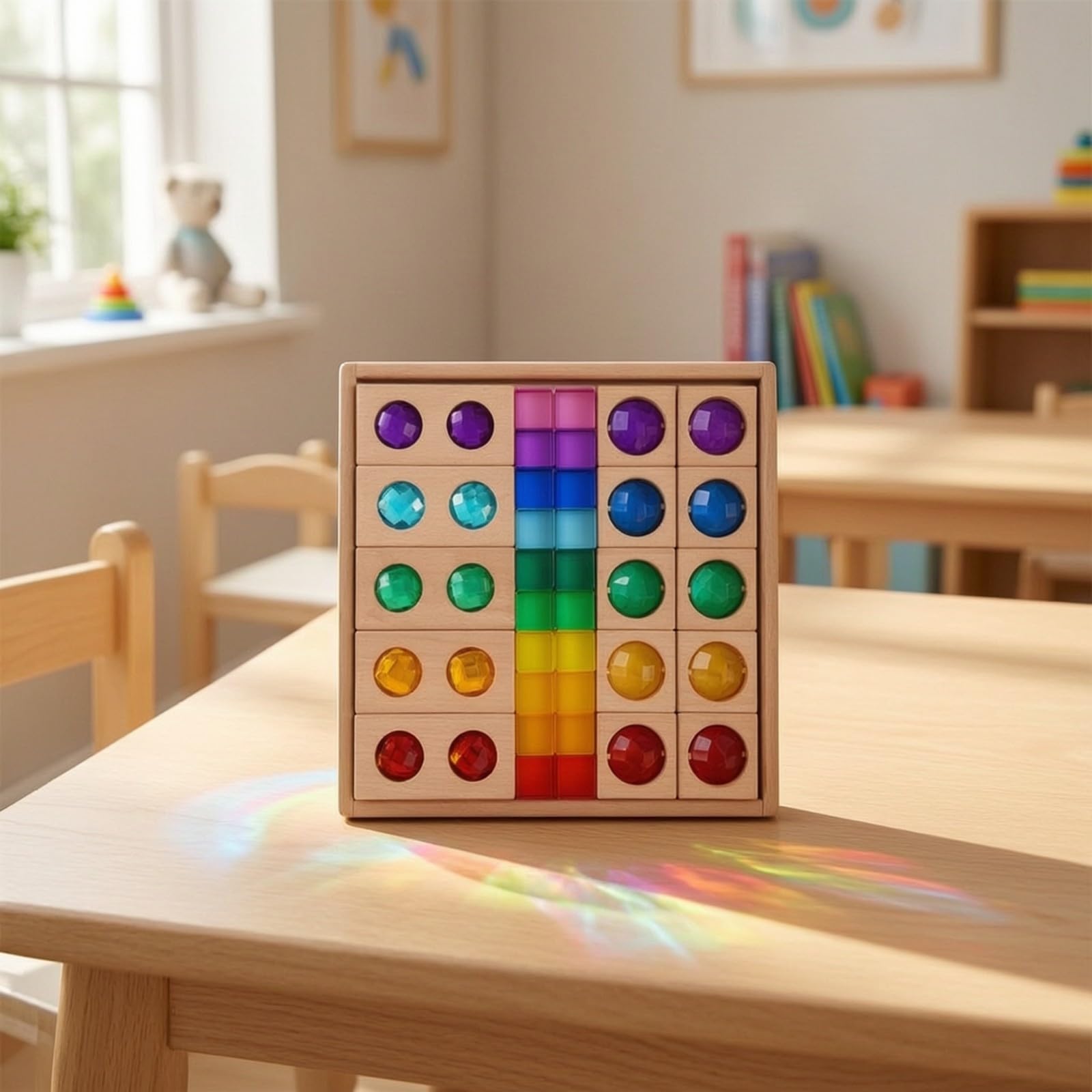 Milageto Gioco a Incastro in Legno | Apprendimento Pratico e Sensoriale, Traslucido, Gioco di Incastro con Forme in Legno, per Asilo, Stile D
