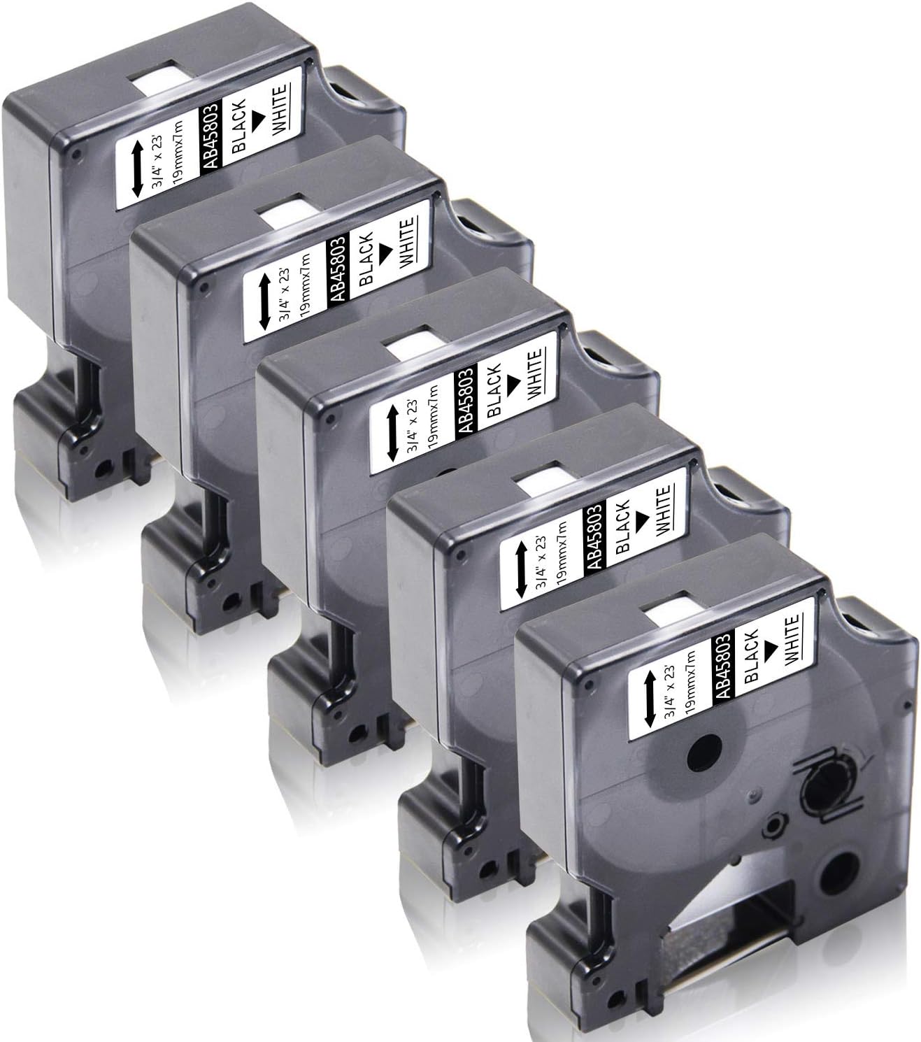 5-Pack Compatible for Dymo D1 Label Tape 45803 S0720830 19mm 3/4" Black on White for LabelManager 360D 420P 450D 500TS LabelPoint 300 350 Wireless PnP LabelWriter 450 Duo Label Maker