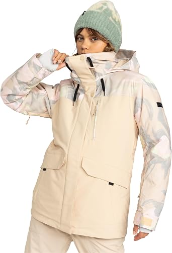 Roxy Womens Dawnrae 10k Waterproof Insulated Ski Jacket Snowboard Parka With Adjustable Hood and Powder Skirt