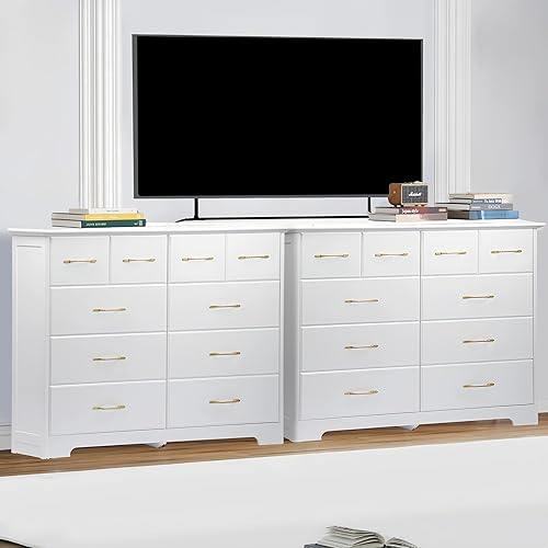 Miniatura 4 de Mesita de noche con cómoda de 2 cajones, mesita de noche con estación de carga y tira de luz LED, cómoda blanca de almacenamiento, cómoda pequeña