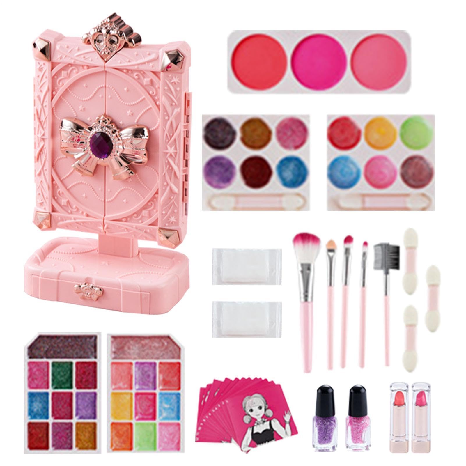 Kinderspiel Make-up Abwaschbarer Nagellack Lippenstift | Kosmetik Spielzeug Mädchen Beauty Salon Spielset Für Kinder Mädchen 3-10 Jahre Verkehrskostüm Party Geburtstag