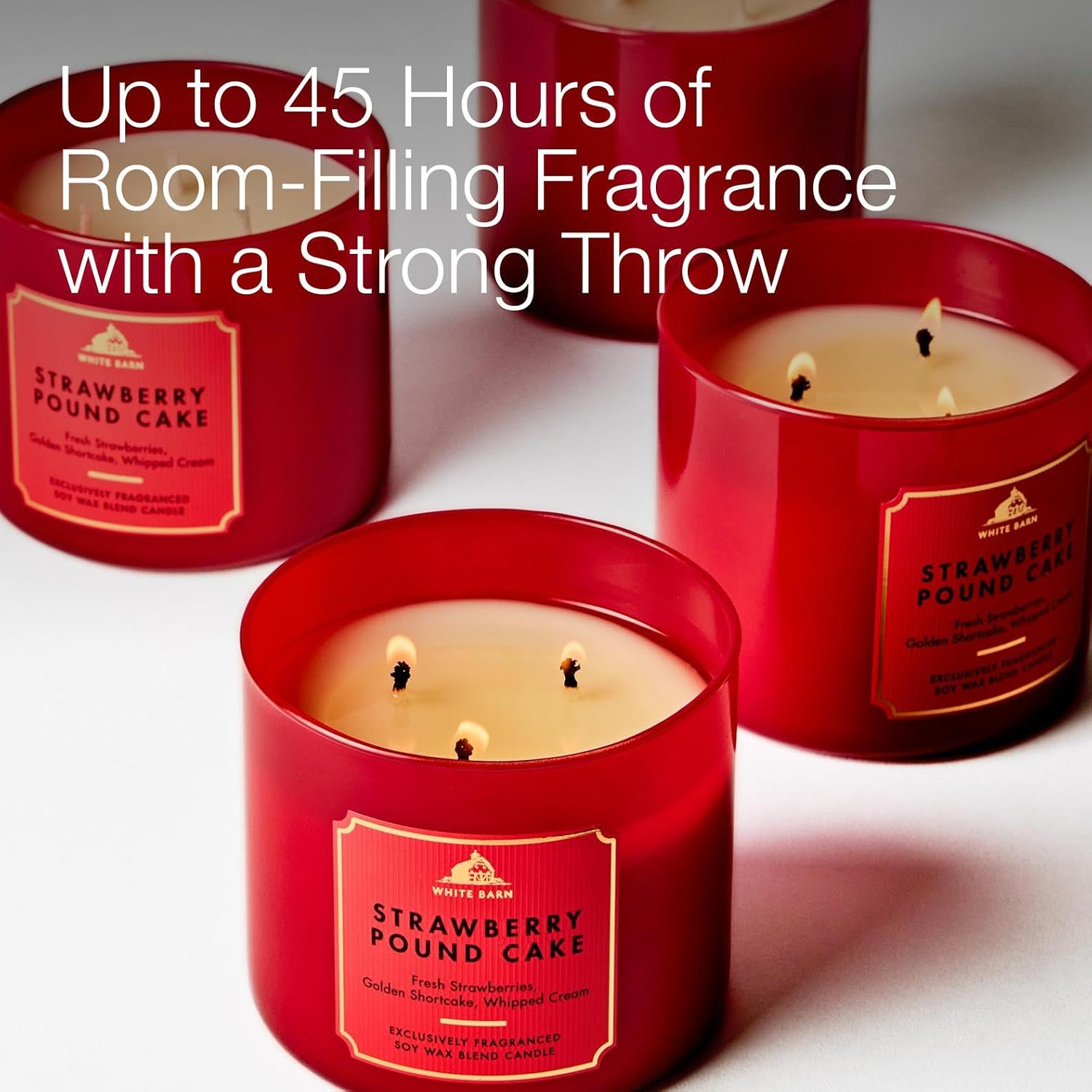 Bath & Body Works Strawberry Pound Cake 3-Wick Candle - Scented Candle for At-Home Use - Long-Lasting, Room-Filling Fragrance - High Fragrance Oil Concentration - Soy Wax Blend