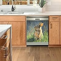Vista 6 de Cubierta magnética del lavaplatos del conejo, linda cubierta decorativa del lavaplatos del conejo, etiqueta engomada de la liebre, etiqueta engomada