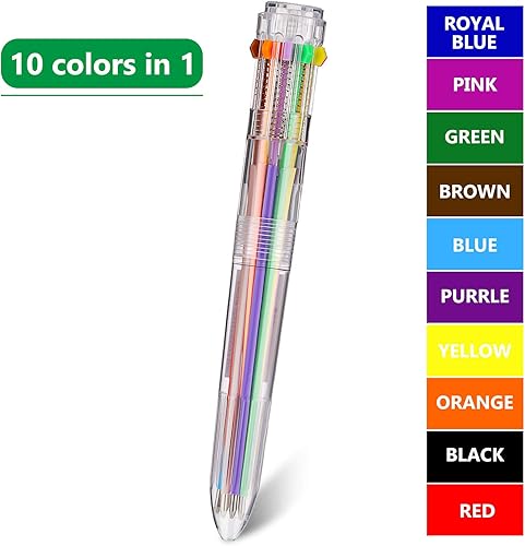 Miniatura 2 de Zonon 3 bolígrafos multicolor 10 en 1 retráctiles de 0.028 in de barril transparente para oficina, suministros escolares, regalo para estudiantes y