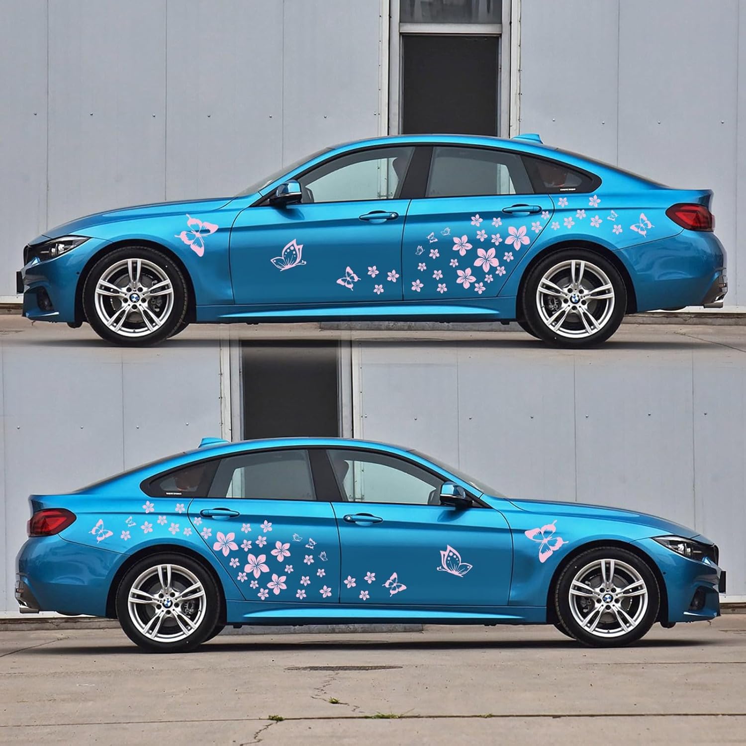 Butterfly Flower Graphic Car Sticker Fun DIY Waterproof Decal for car Door Hood Bumper Windows Motorcycle Laptop Doors and Windows Vinyl Accessories(Pink) 74PCS - Image 5