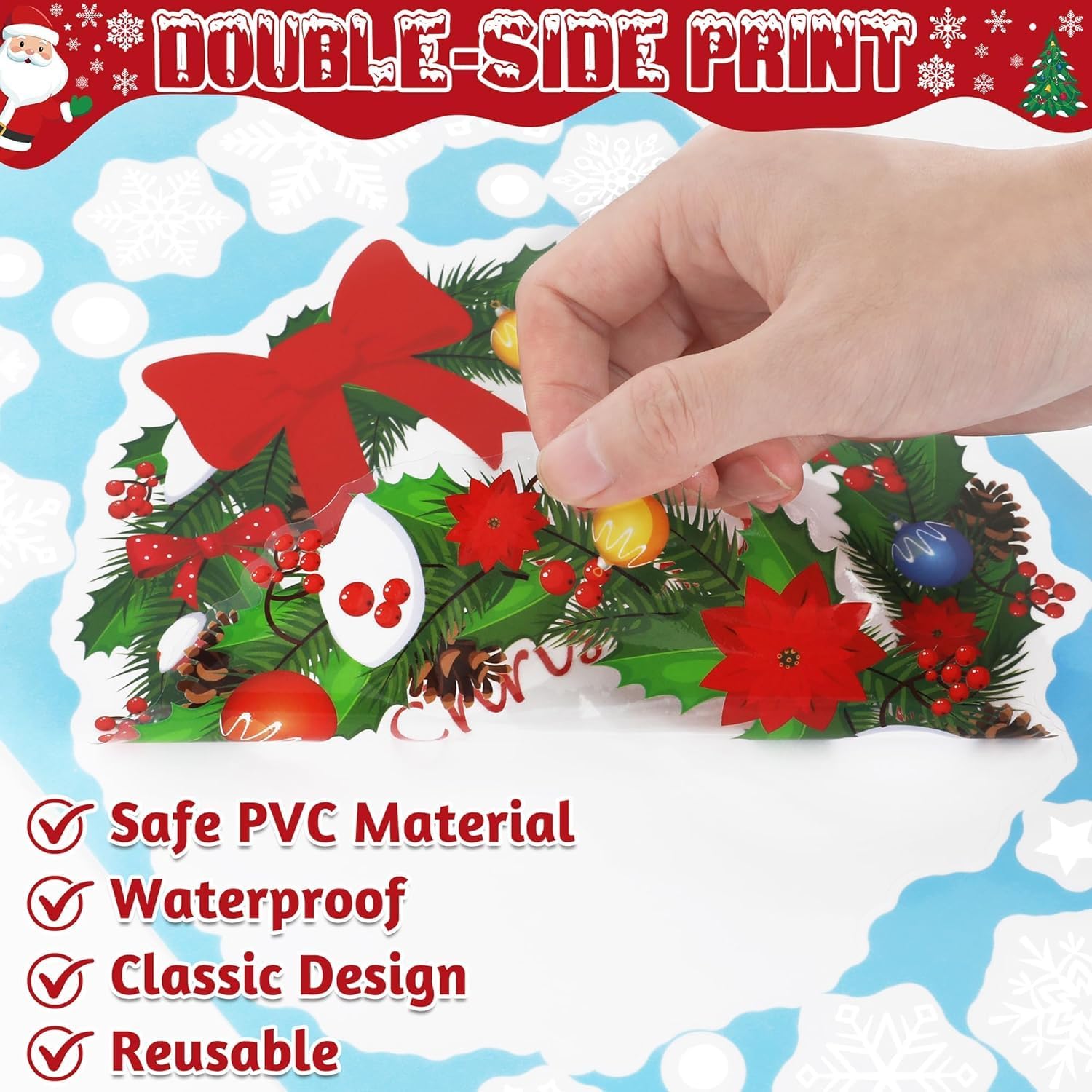 2026 Snowflake Window Clings for Stickers for Glass, 8 Sheets Christmas Window Clings Stickers, Waterproof Christmas Decor, PVC Xmas Decorations Clings for Holiday Party Decorations Accessories