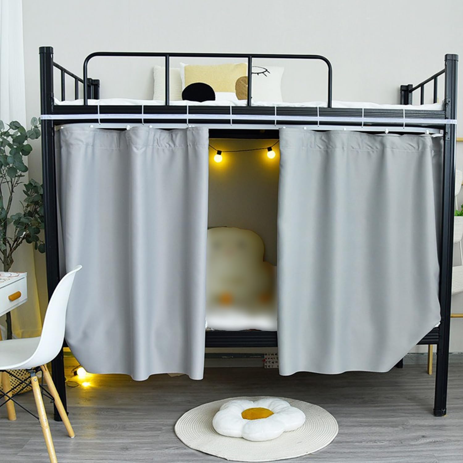 Simple Fabric Curtains, Curtains for Bunk Beds, Light-Blocking Drapes for Dorms, Mosquito Nets Keep Out Dust and Mosquitoes, for Single Beds and Dormitory Bunk Beds,Gray,78.7 × 39.4 × 47.2in