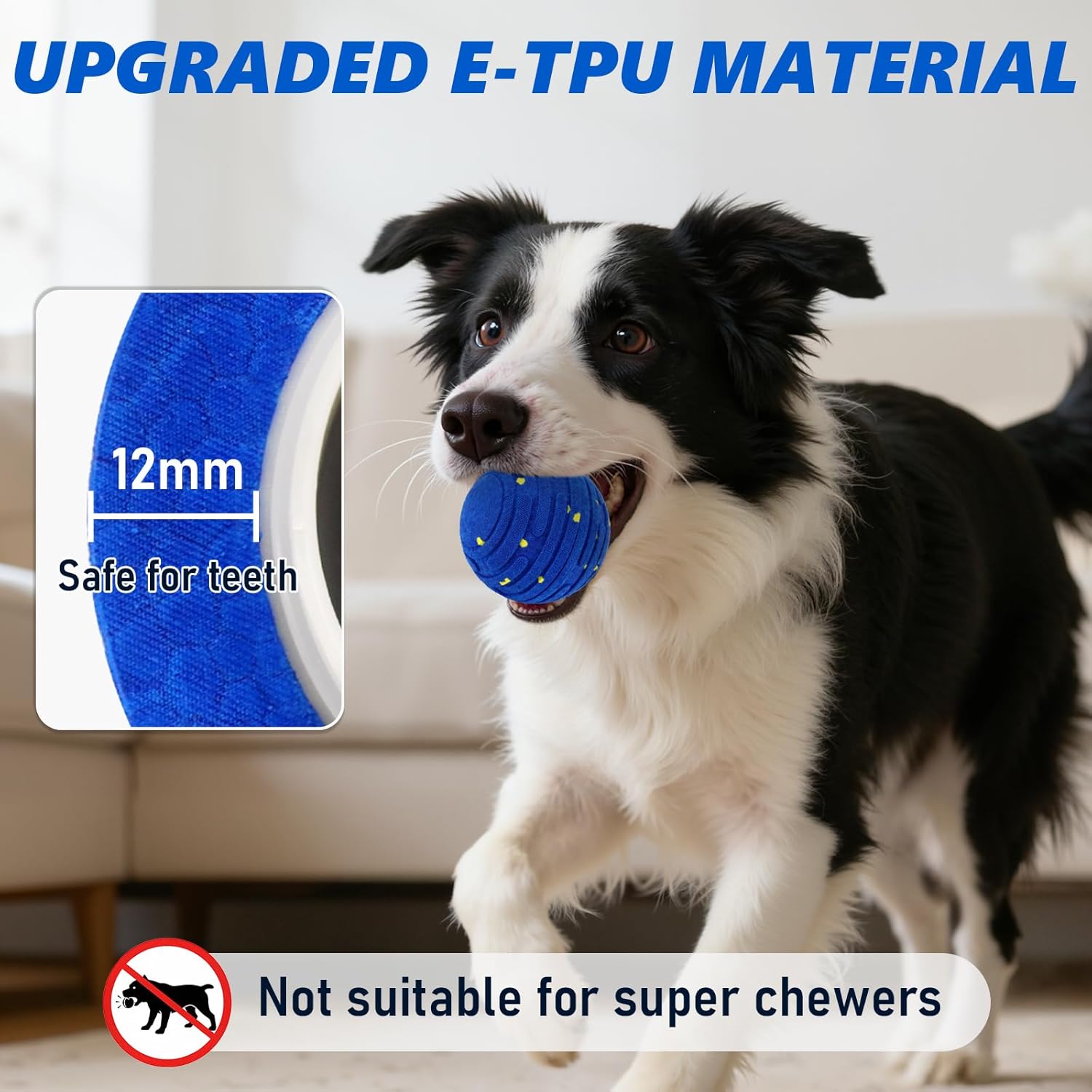 Remote Control Dog Toy Ball, Interactive Self Bouncing E-TPU Ball with 3 Modes (Bounce/Roll), Rechargeable Auto Moving Toy for Small Medium Large Dogs, Keeps Them Busy, BLU&YLW