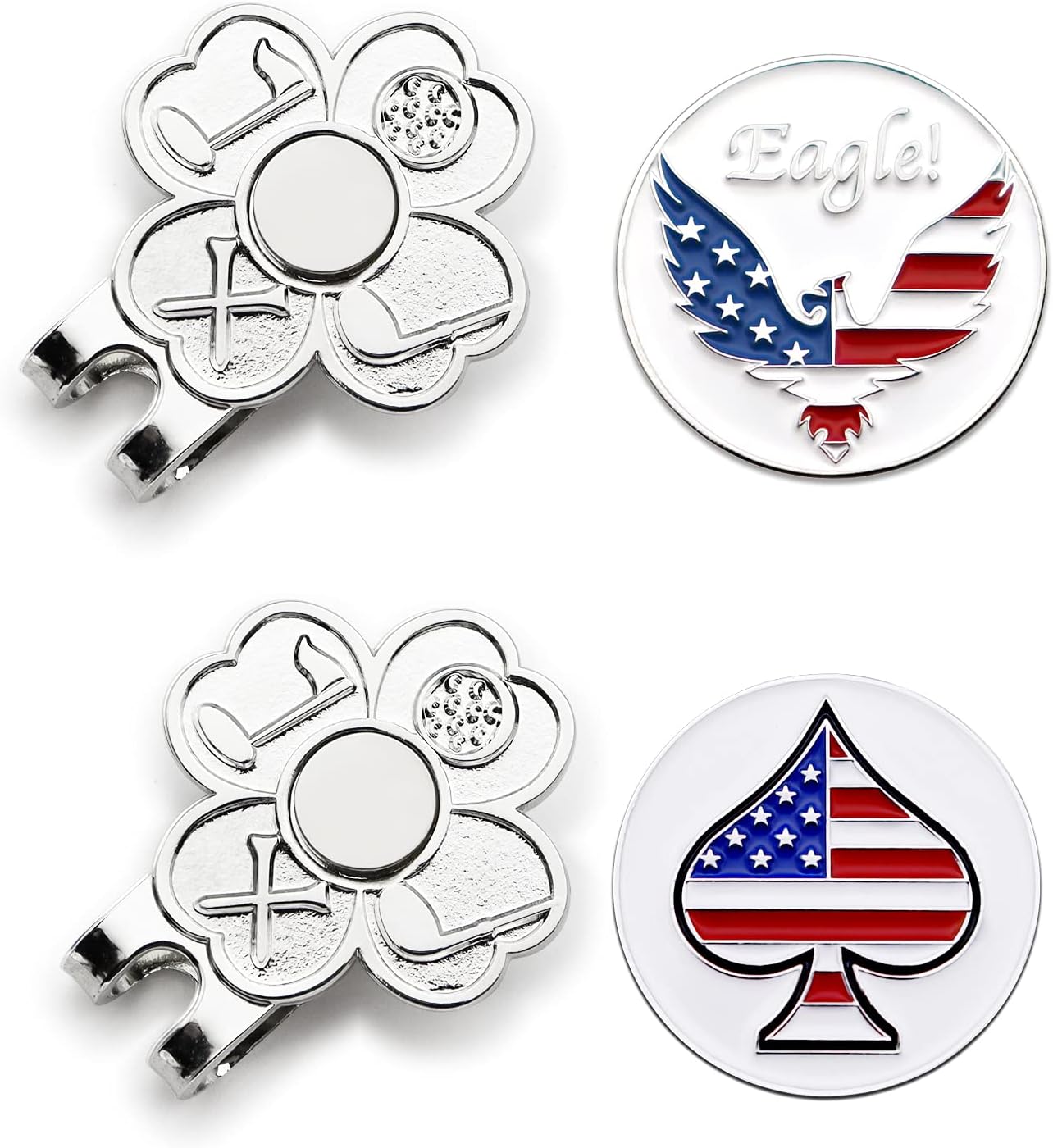 CoverMay Clover Golf Hat Clips and Balll Markers (USA Eagle Ball Markers and hat Clips) : Sports & Outdoors