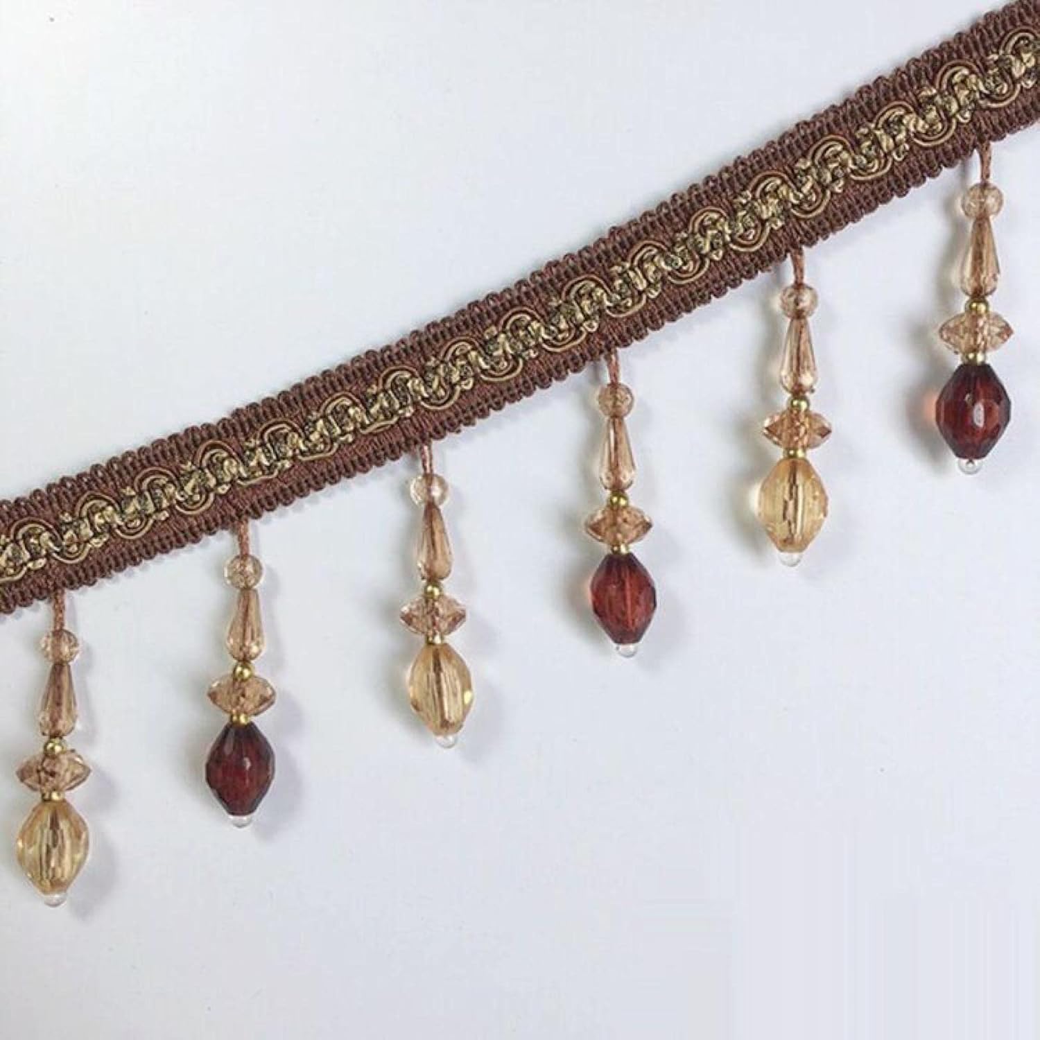 12 Meters Hanging Beads Trimming Lace Braid Beaded Pendant Tassel Fringe Trim Sewing Crafts Home Curtain Sofa Decor
