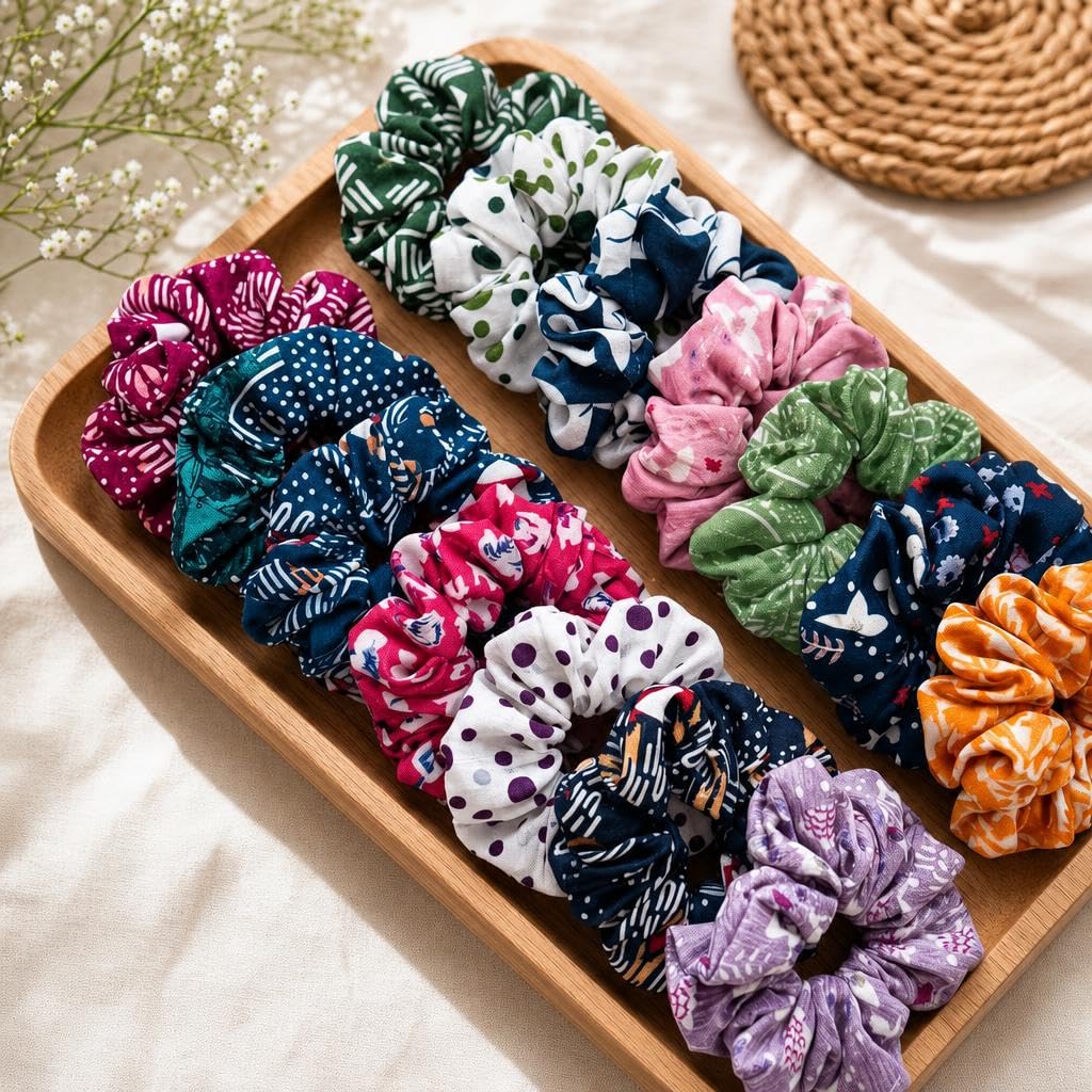 Silky Printed Satin Scrunchies for Girl & Woman Set of-6(Multi-color)-image-41