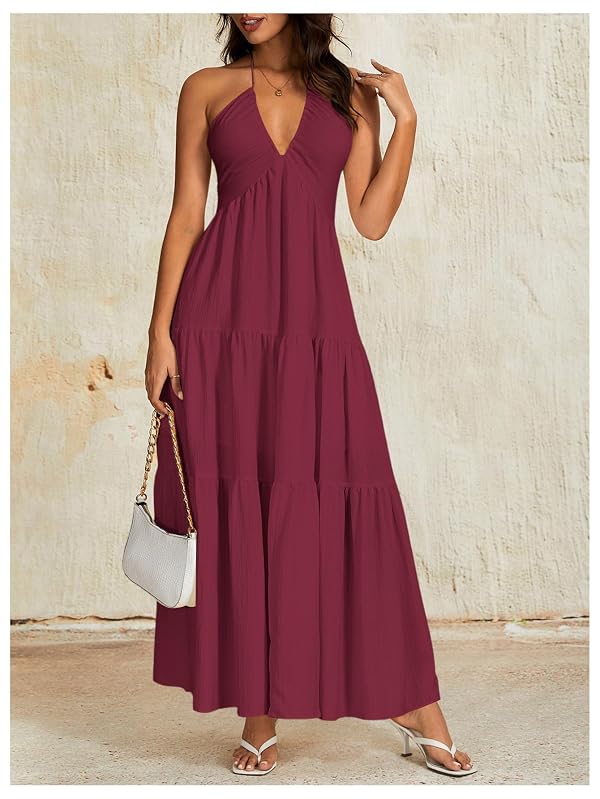 OYOANGLE Women's Summer Beach Halter Sundress Formal Wedding Guest Dress by OYOANGLE - Used condition - Image 7