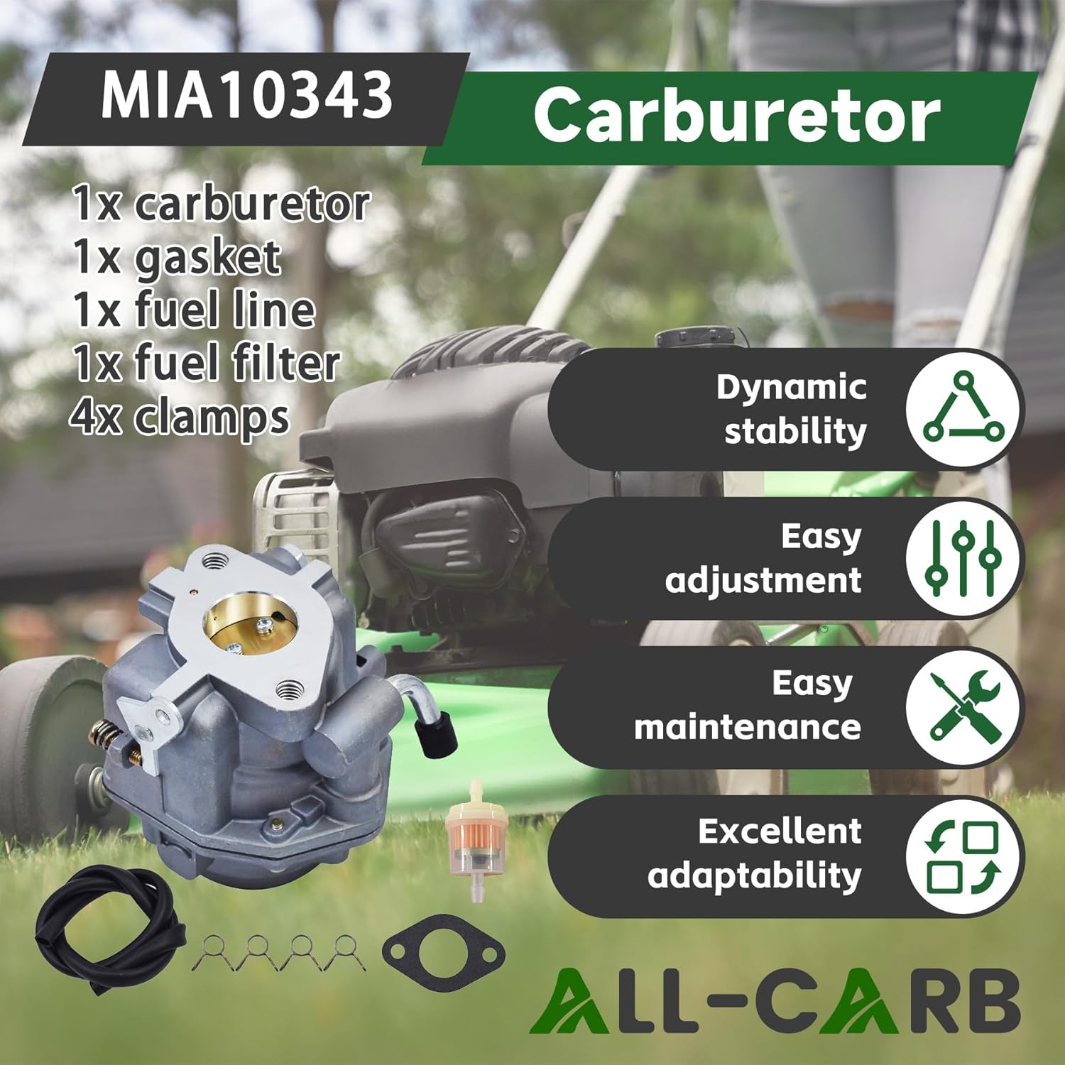 ALL-CARB MIA10343 MIU10633 Carburetor Replacement for John Deere 316 318 P218G Carb