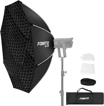 FOMITO 47.2" Octagon Softbox with Bowens Speedring, Quick Release Umbrella Softbox for Studio LED Light, Includes Honeycomb Grid for Light Control