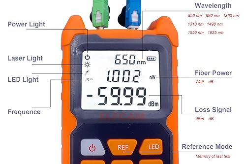 Miniatura 4 de Elfcam - E-200 Multímetro óptico portátil único, fotómetro con VFL, rango de prueba -70 dBm a +6 dBm