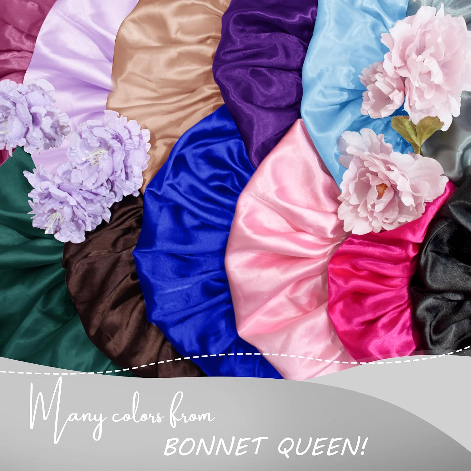BONNET QUEEN Braid Bonnet Silk Bonnet Foldable Extra Long Wrap for Braids Satin Bonnets with Tie Band Long Sleep Cap