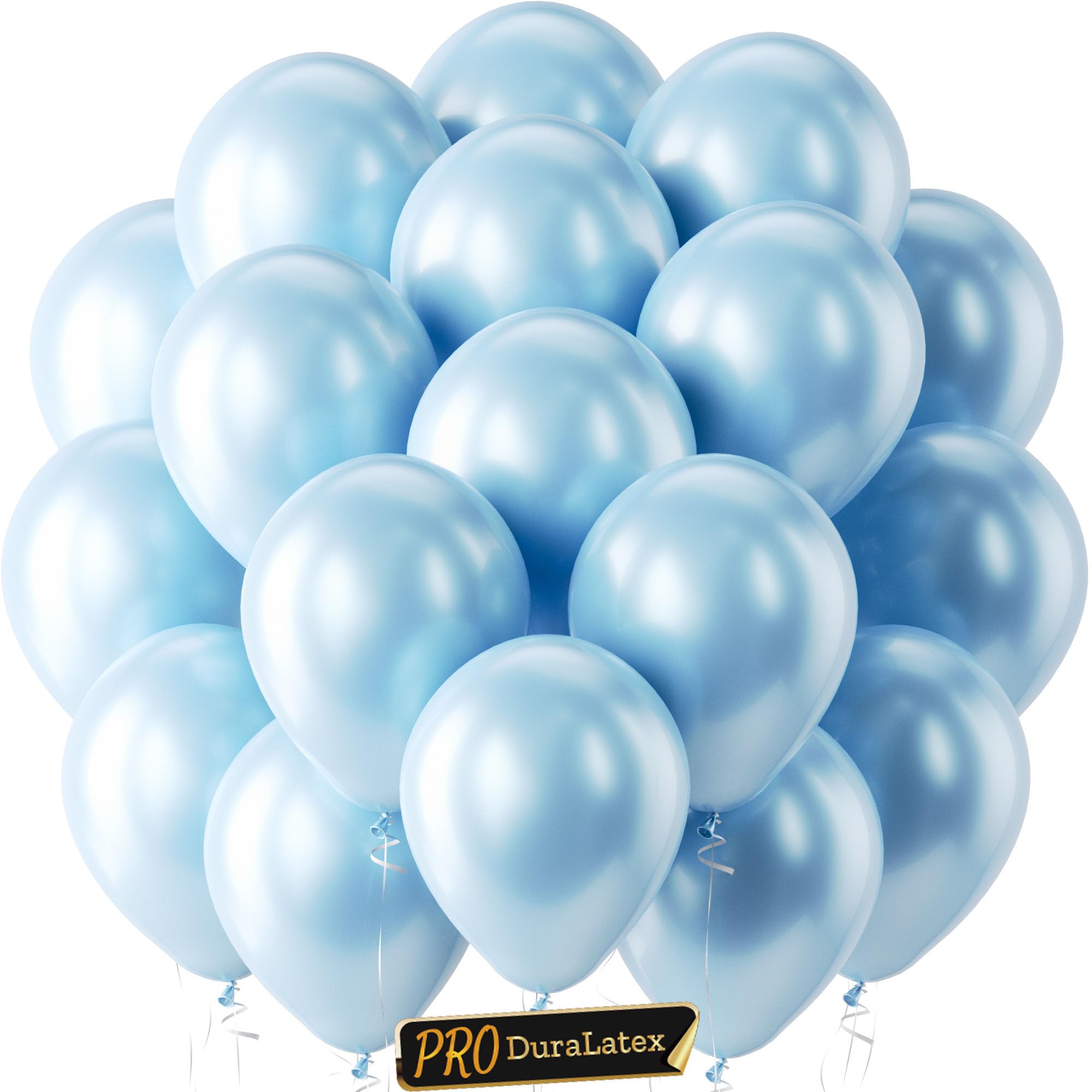 Bezente Pro Duralatex Pearl Light Blue Extra-Thick Balloons 120Pack 10inch