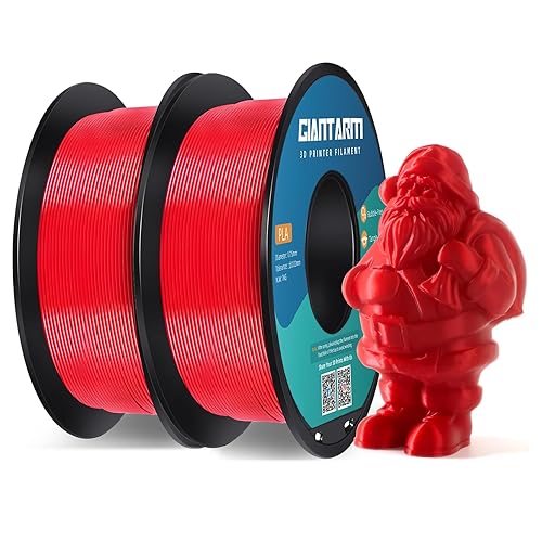 GIANTARM - Filamento para impresora 3D, 2 piezas de filamento pla rojo, carrete de 1 kg (2.2 lbs), precisión dimensional de 1.75 mm +/- 0.03 mm,