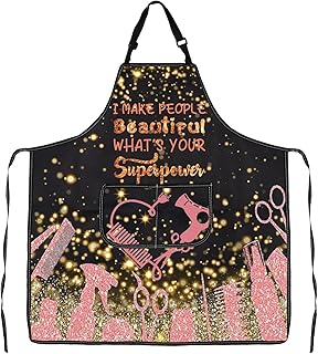 JXGZSO Hairstylist Apron with Pockets Hairdresser Salon Uniform Gift Cosmetologists Barber Salon Apron with Adjustable Neck