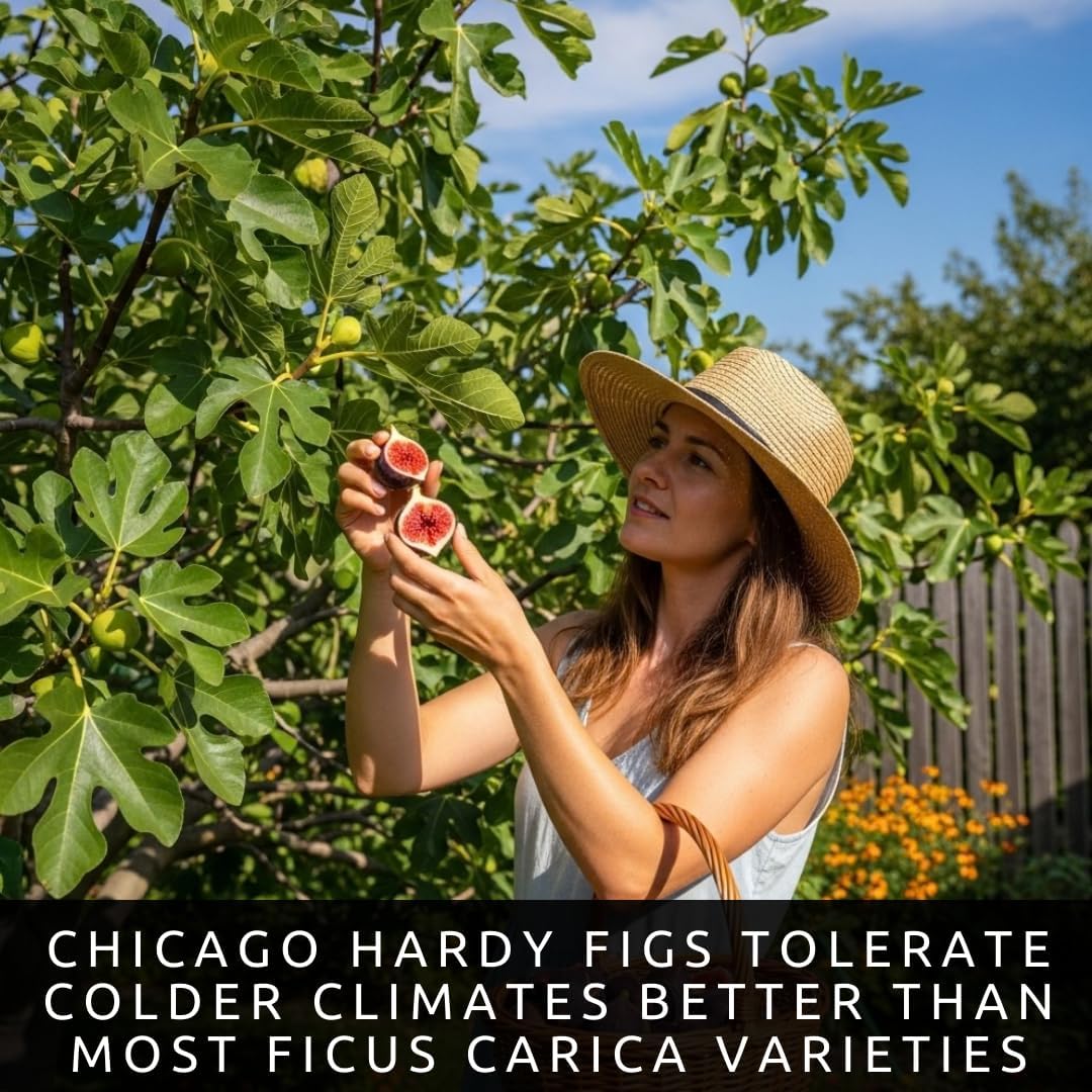 Chicago Hardy Fig Tree Live Plants – Cold Hardy Ficus carica – Sweet Edible Fig Fruit Plants – Fast Growing Backyard Orchard Trees – Live Fig Plants (2 Plants)