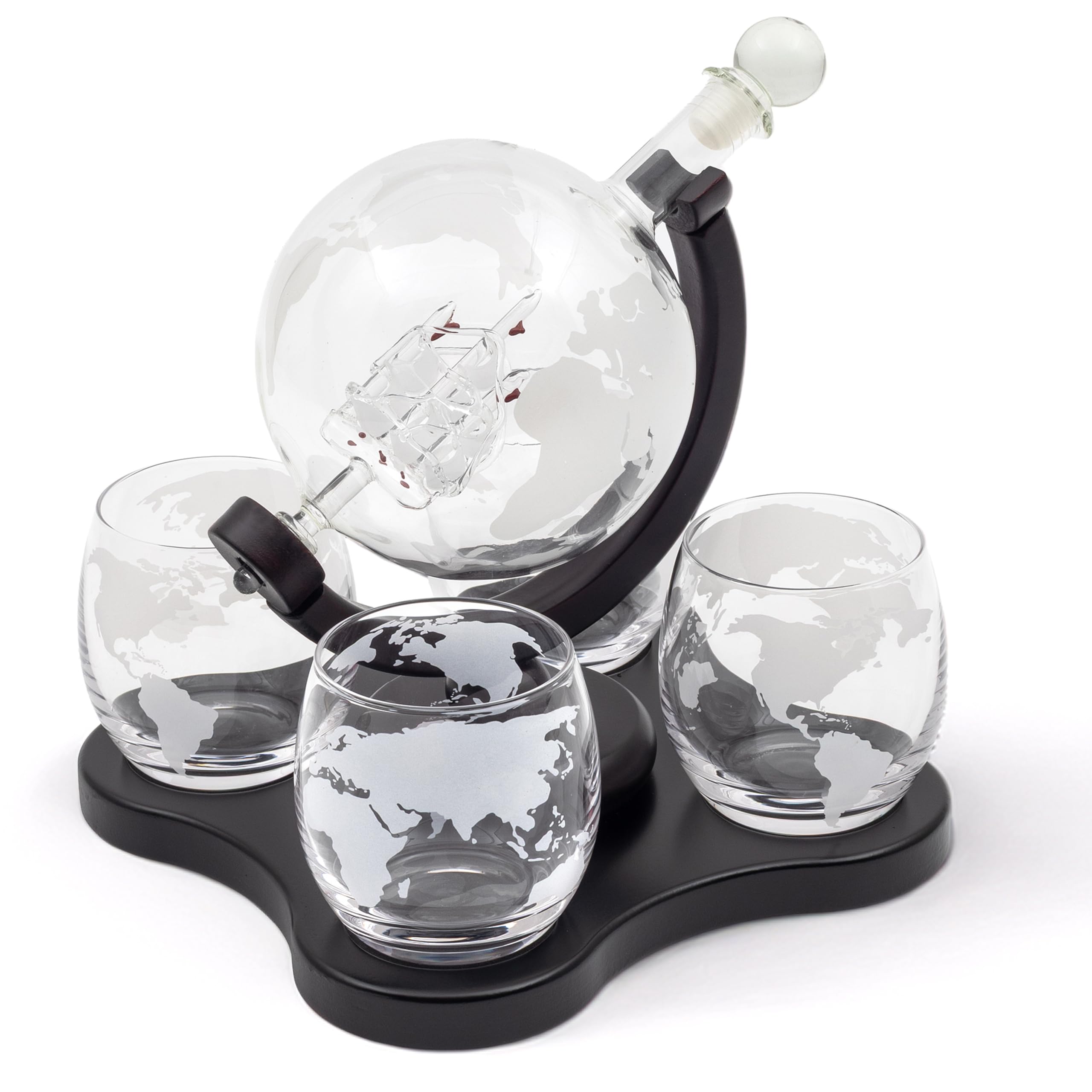 Hanseküche Carafe à whisky - Carafe à whisky - Carafe à whisky - 900 ml - Avec 4 verres à whisky - Élégante carafe à whisky pour homme - Idée cadeau pour un anniversaire, la fête des pères ou Noël