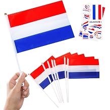 10pcs Small Netherlands Flags on Sticks & 2pcs Temporary Tattoos, Mini Netherlands Hand Held Flags on Sticks for Football Games Sports Events Celebration Party Decorations